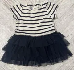 プチバトー　ボーダー　チュール　ワンピース　12m