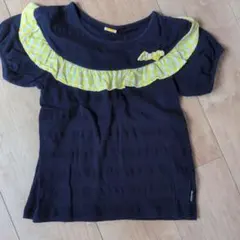ムージョンジョン　フリル付きTシャツ ネイビー　130