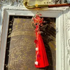 咲き誇る紅色の彼岸花キセルかんざし　髪飾り　ディスプレイにも