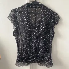 LAPIS LUCE PER BEAMS ドット柄フリルブラウスのサムネイル