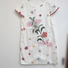 ZARA GIRLS/花柄/13～14/半袖ワンピース /オフホワイト