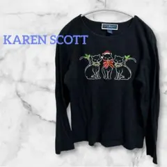 KAREN SCOTT 長袖Tシャツ 猫刺繍 PM