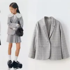 2024SS★新品タグ付 ザラ チェック柄ブレザー 定価7,590円 164㎝