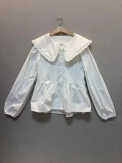 coca フリル襟ペプラムブラウス M