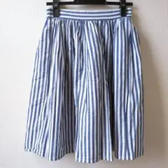 ナイスクラップ フレアスカート ストライプ ひざ丈