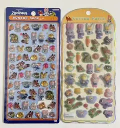 ボンボンドロップシール　ミニ　ズートピア　コットンパフィーシール　ズートピア