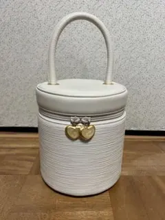 ハナエモリ 円柱型 ハンドバッグ バニティバック　パーティバッグ ホワイト