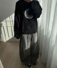 【EPNK ダメージロゴシャギーニット ブラック