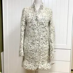 Stella McCartney 毛皮風ウールコート 白と黒のサムネイル