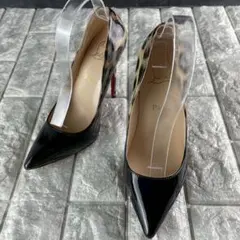 EU38 クリスチャンルブタン スーパーハイヒール レオパード レッドソール