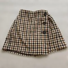 美品❗️130 gu チェック柄キュロット 3ボタン 約33cm丈