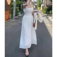 シアーチェックカットアウトキャミワンピース （オフホワイト