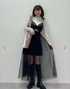 earth music&ecology ねじりチュールキャミワンピース