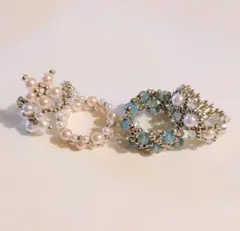 可愛いもの好き様専用　ハンドメイド　ビーズリング　４点セット