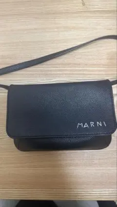 O*P様 MARNI マルニ ブラック レザー ショルダーバッグ スモール 刺繍