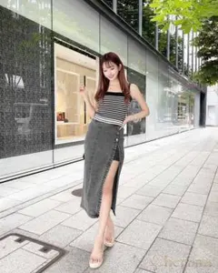Cheri mi スリットレイヤードデニムスカート