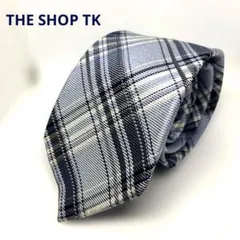 THE SHOP TK ネクタイ　水色×青×黒　チェック柄　シルク100％