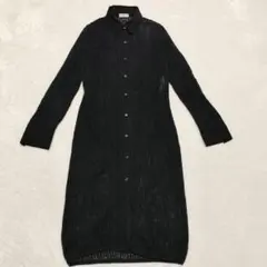 AGNONA アニオナ 鍵編み リネン カシミヤ混ワンピース ブラック Lのサムネイル