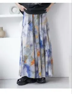 JEANASIS ニュアンスプリントロングスカート フレアのサムネイル