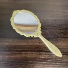 ゴールドオーバル型手鏡 レトロデザイン