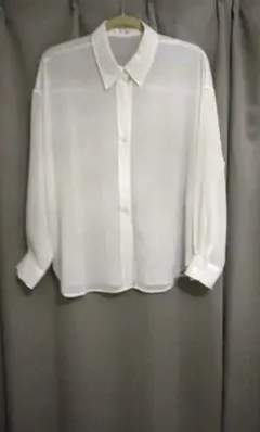 しまむらホワイト 長袖シアーシャツ Lサイズ
