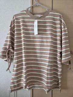 SM2 サマンサモスモス　マルチボーダー袖スリットリボンTシャツのサムネイル