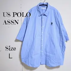 US POLO ASSN ストライプシャツ ビッグシルエット オーバーサイズ Ｌ