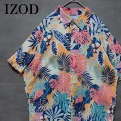 IZOD ボタニカル 総柄 半袖シャツ フルボタン マルチカラー XLのサムネイル