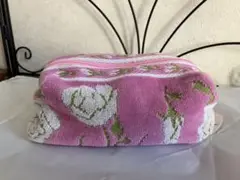 【新品・未使用】ポーチ　エトワール　タオル地　花柄　ピンク