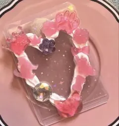 いちごゼリー　トレカケース　ハート　ねこ　りぼん　王冠　ホイップ量産型　ピンク紫