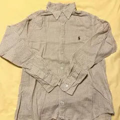 【美品】ラルフローレン　チェック　ギンガムシャツ　ベージュのサムネイル