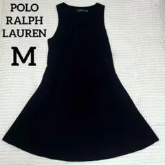 ポロラルフローレン　ノースリーブ 黒 ひざ丈ワンピース　Aライン　フレア　M