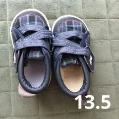 イフミー　ネイビー チェック柄 ベビーシューズ 13.5cm　IFME