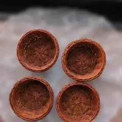 籐製円形バスケット4個セット