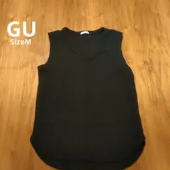 GU ジーユー レディースM Vネックトップス タンクトップ黒ベスト