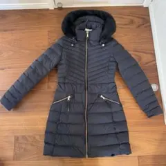 トミーヒルフィガー ストレッチロングダウンコート ファー付 ネイビー S