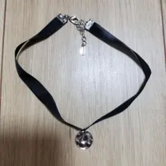 ブラックリボン チョーカー シルバー