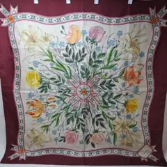 20260310　グッチ　スカーフ　ヴィンテージ　花柄　汚れ,糸つれあり.