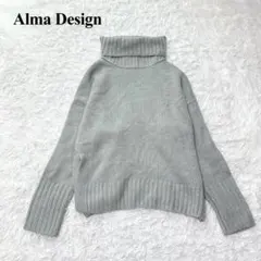 アルマデザイン 長袖タートルネックニット ゆったり ドロップショルダー 無地