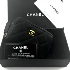 【美品✨】シャネル 財布 マトラッセ キャビア ラウンドジップ 小銭入れ