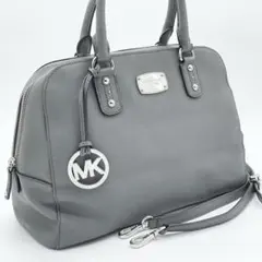 【A4可】マイケルコース　2way ショルダーバッグ レザー　シルバー金具　灰色