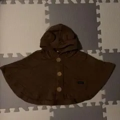 【futafuta】フード付きポンチョ ブラウン【70cm】