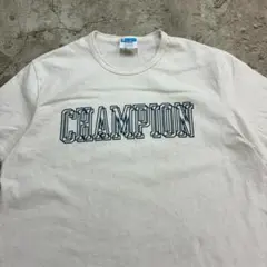 Champion　Tシャツ　XL　ホワイト　ロゴ　古着　目付き　袖ロゴのサムネイル
