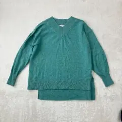 エニィファム ニット セーター グリーン Ｆ Ｖネック カシミヤ 羊毛 長袖