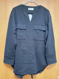 OPAQUE.CLIP アムンゼン キーネックWポケプルオーバー　ブラック　M