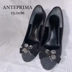 【極美品✨】ANTEPRIMA パンプス 23.0cm グレー リボンのサムネイル