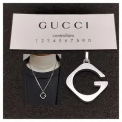 グッチ ネックレス トップ ロゴ G プレートシルバー 925