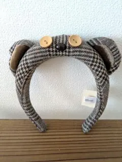 美品ユニバ　ミニオン　ティム　クマ耳カチューシャ　チェック　秋冬　大人