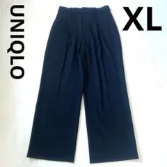 ユニクロ　UNIQLO タックワイドパンツ/丈長め　XL ブラック　オンライン