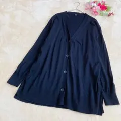 【UNIQLOユニクロ】美品UVカットVネックロングカーディガン ブラック Ｌ